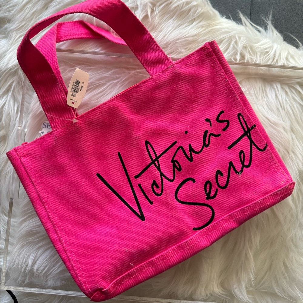 VICTORIA SECRET 2013 limited edition canvas hot pink mini tote bag